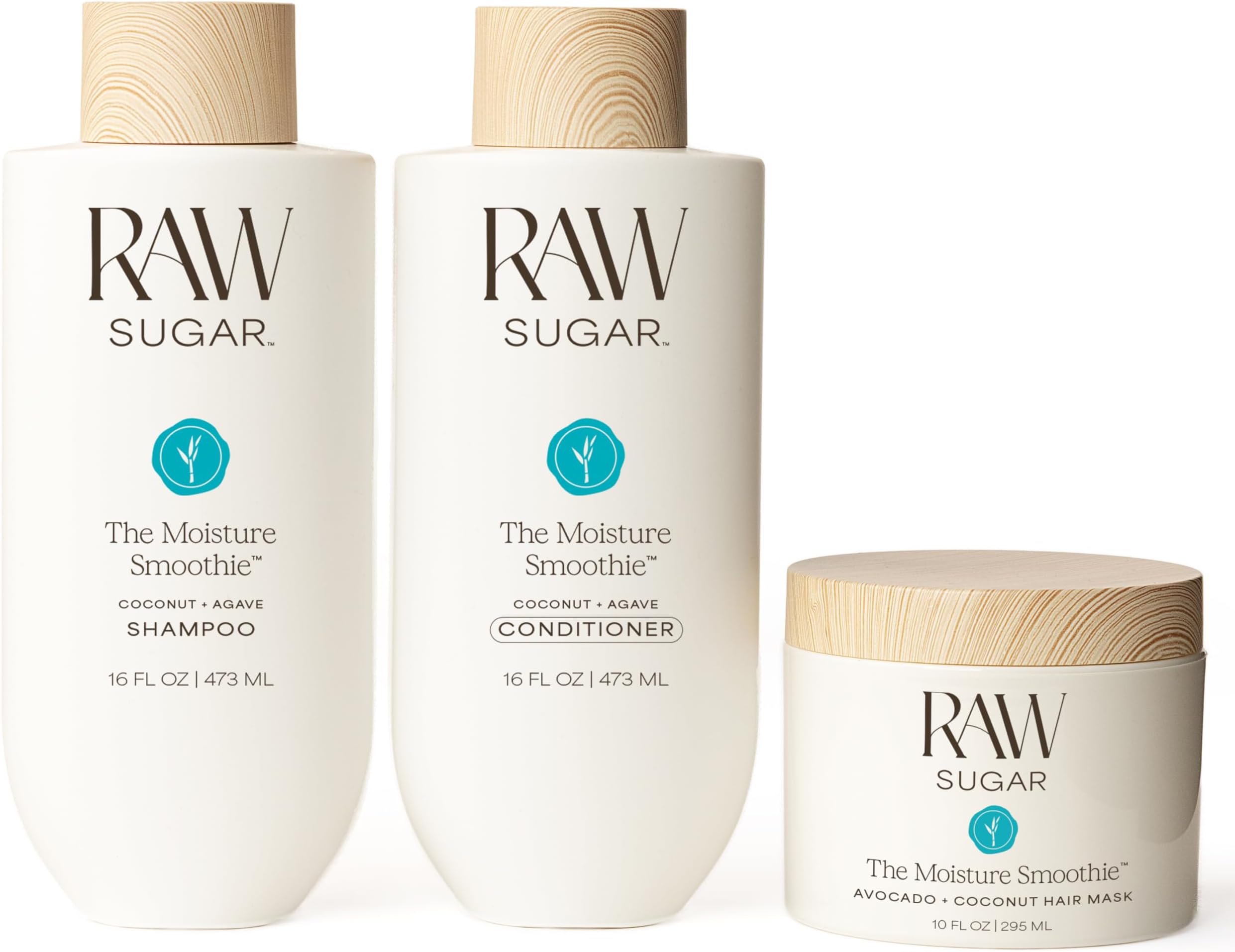 Raw Sugar The Moisture Smoothie Bundle - Shampoo, Conditioner & Hair Mask, Hair Care for Dry Damaged Hair, Formulated without SLS/SLES & Parabens