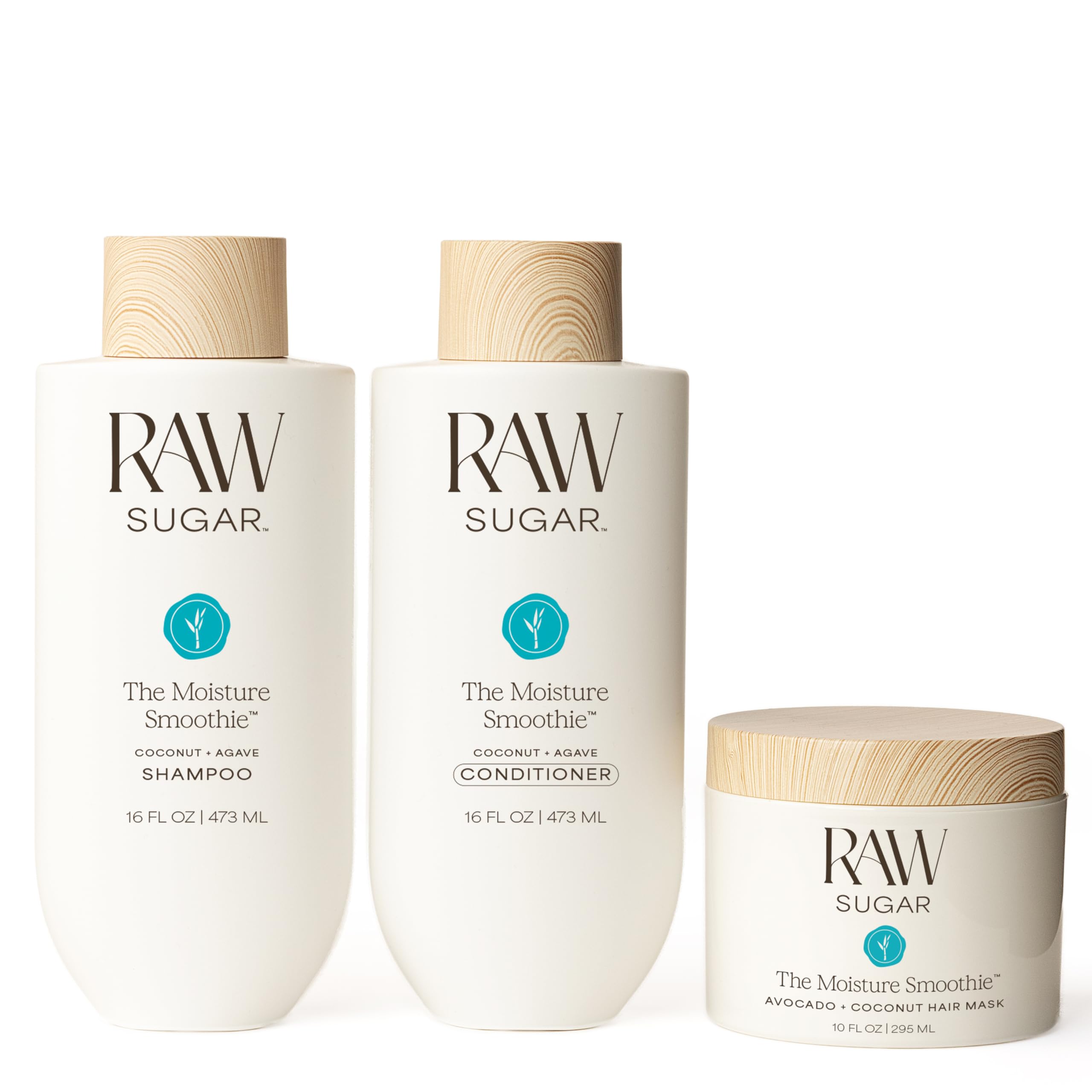 Raw Sugar The Moisture Smoothie Bundle - Shampoo, Conditioner & Hair Mask, Hair Care for Dry Damaged Hair, Formulated without SLS/SLES & Parabens