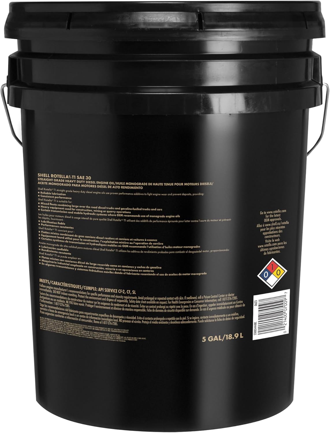 Shell Rotella T1 Conventional SAE 30 Diesel Engine Oil (CF-2/SL, 5-Gallon Pail)