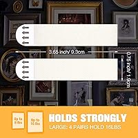 Vista 4 de Zonon 40 pares (80 tiras) de tiras para colgar cuadros, kit de colgador de cuadros, tiras resistentes, tiras extraíbles de gancho y bucle, cinta
