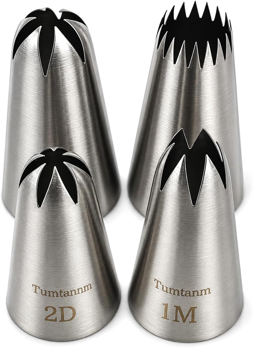 Tumtanm Extra Large Piping Nozzles, 1M 1B 2D# 9FT Seamless Stainless Steel Piping Icing Tips