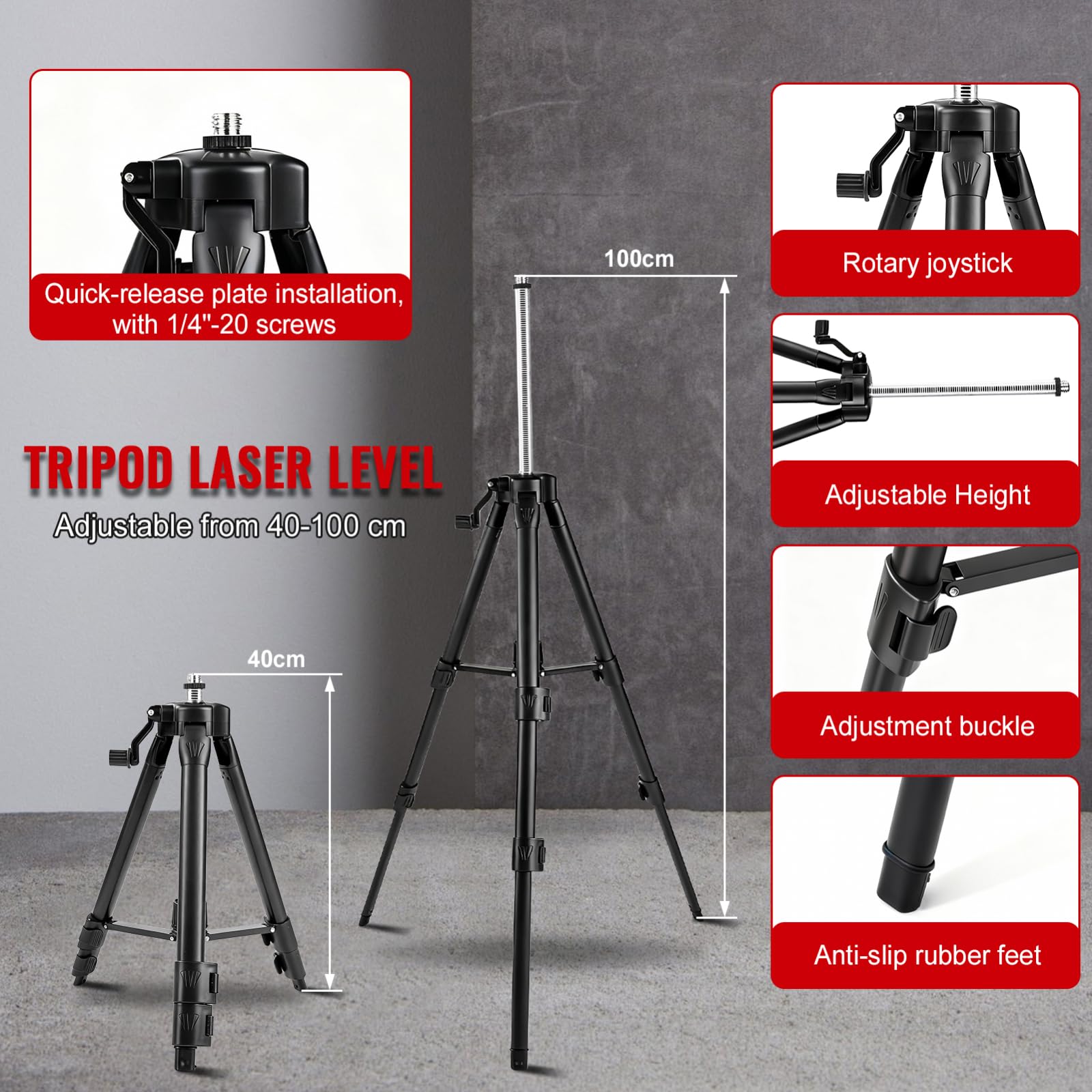 VOBOR Nivel Laser Autonivelante 360 Grados, 16 líneas 4D, 2x 4800 mAh Batería, Pantalla LED, APP et Télécommande, Multitud de Accesorios, Láser Nivel para Azulejos y Paredes