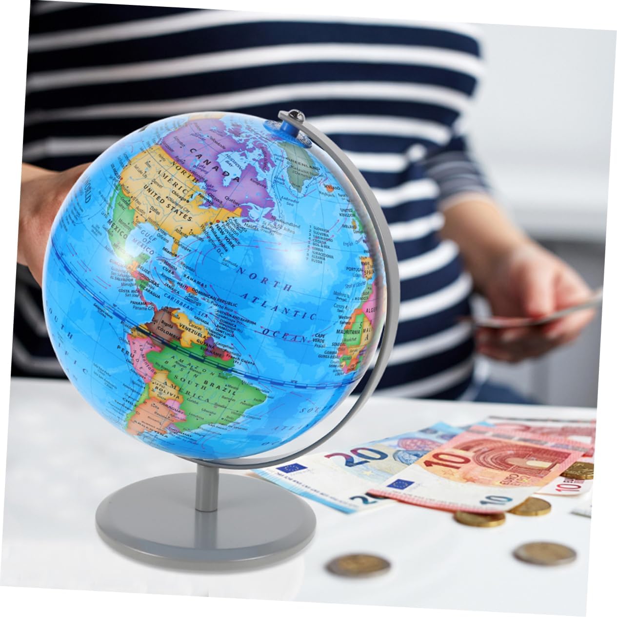 ibasenice Globe Piggy Bank for Boys and Girls Cute Earth Savings Map Educational Money Storage for for Teaching Geography and Saving Habits