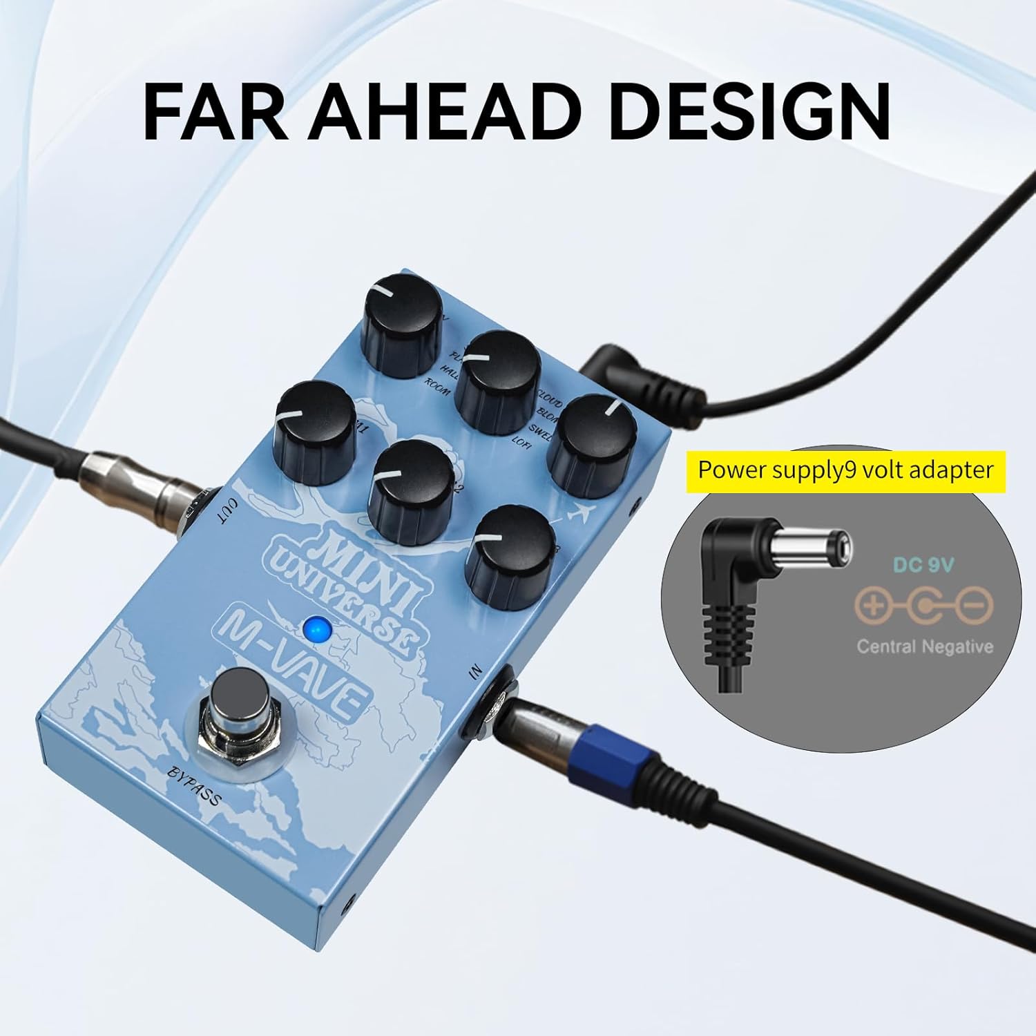 M-VAVE Reverb Guitar Pedal Digital Effect Reverb 9 Modes Room, Hall, Shimmer, Lofi, Spring, Bloom, Swell, Plate, Cloud Selection for Guitar Bass Reverberation Effect MINI-UNIVERSE