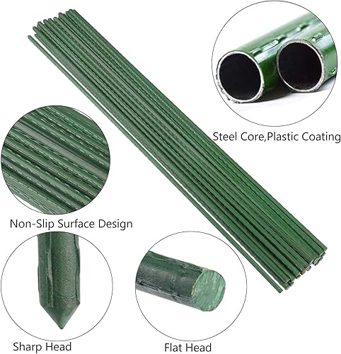 Miniatura 5 de Estacas para plantas de jardín de 24 pulgadas, 2 pies, soporte de palo de acero para plantas, paquete de 25 estacas de tomate para cultivar plantas