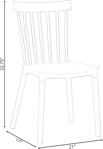 Miniatura 3 de Fabulaxe Silla de comedor de plástico moderna diseño Windsor con patas de madera de haya, color blanco juego de 4 Juego de 4 blanco,Juego de 2