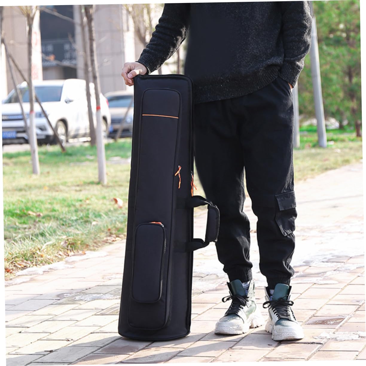 Borsa Porta Trombone Oxford Nero Doppia Spalla, Grande Capacità, Resistente All'abrasione dal Design Creativo per Strumenti Musicali