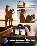 NBD 8K Digital Cameras for Photography,64MP Camara Fotograficas,Travel Vlogging Cameras for YouTube with 180°Flip Screen,16X Digital Zoom,52mm Macro Lens,2 Batteries,32GB TF Card (Black)