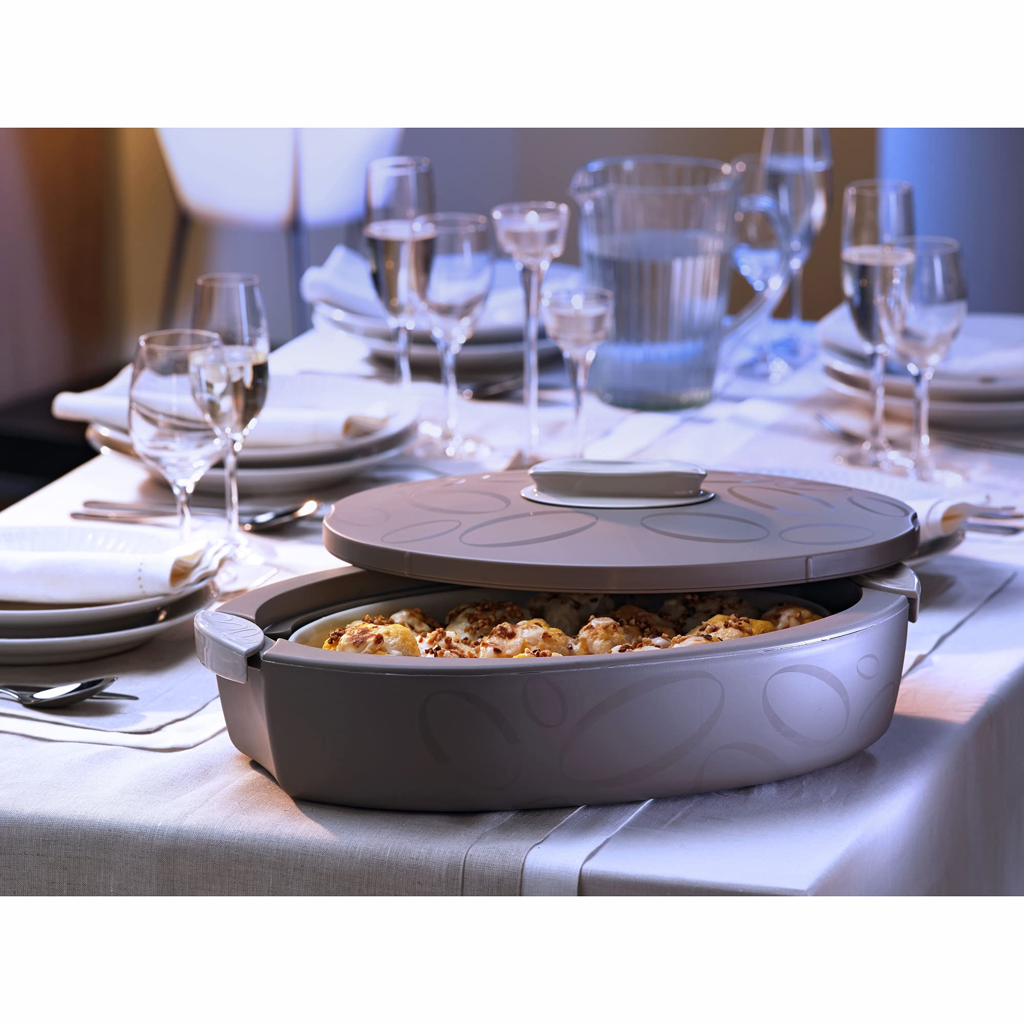 enjoy THE ITALIAN WAY OF LIVING Thermobehälter für Essen + Keramikschale (3 Liter) | bis zu 3h warm und 5h kühl | Wärmebehälter mit Auflaufform | Warmhaltebehälter für Speisen | Thermoschüssel