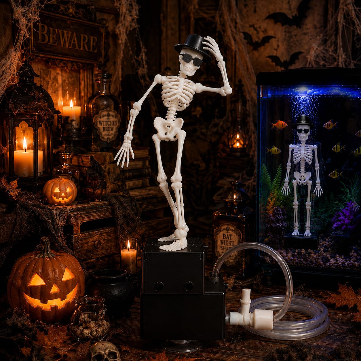 Yizemay Halloween Dancing Skeleton Bubbler, Fish Tank Decoration