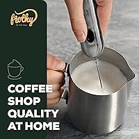 Vista 2 de espumador de leche con 2 velocidades, con mango, para hacer latte y mezclar bebidas - con baterías, Plateado