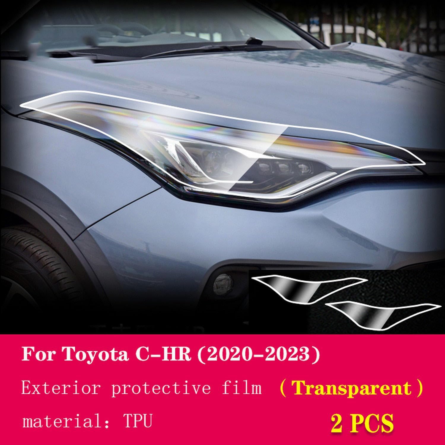 JCAKES Car Exterior Headlight Anti-Scratch TPU Protective Film Anti-Scratch Repair Film Accessories Refit，for Toyota C-HR 2020-2023