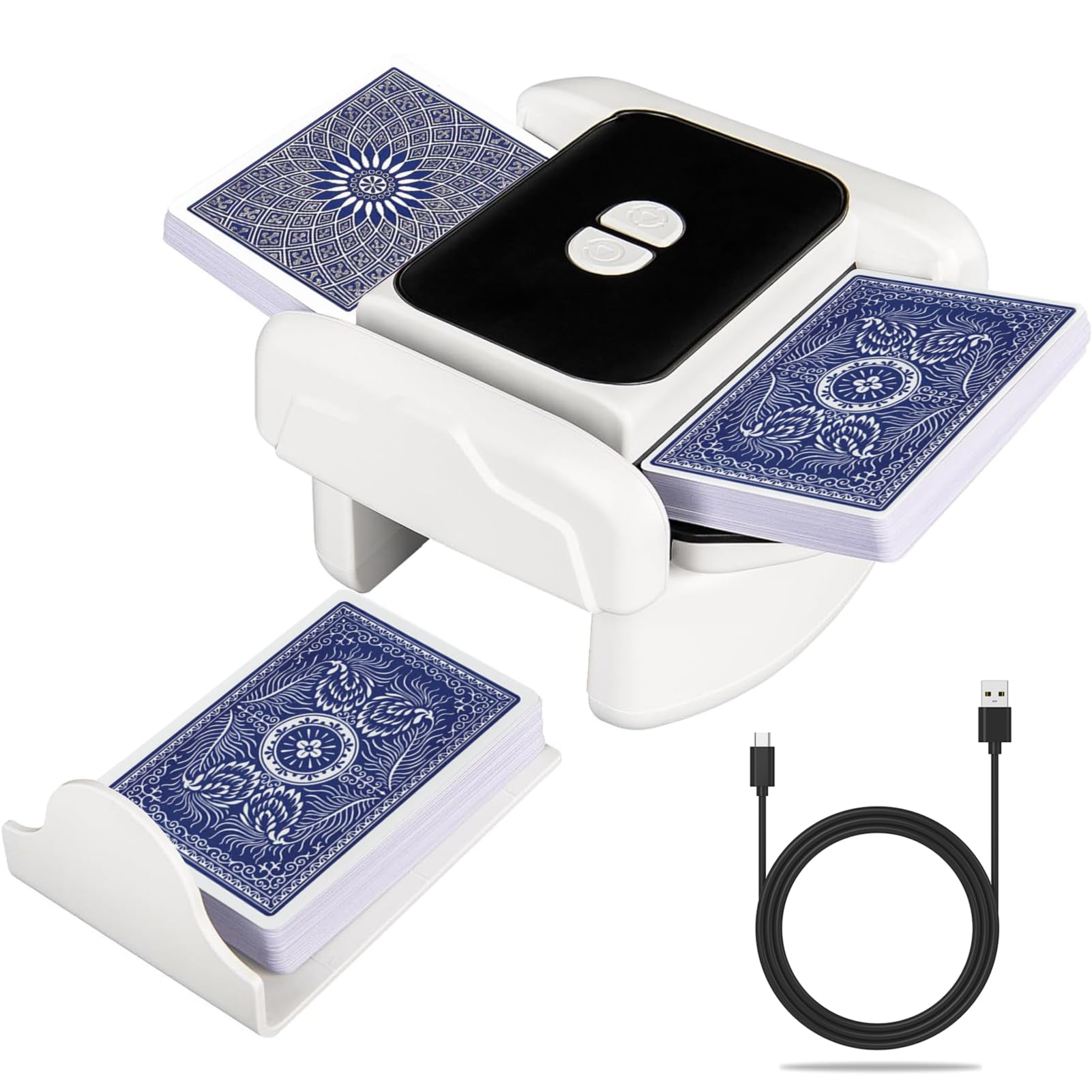 Elektrische Kartenmischmaschine – Automatischer Card Shuffler Für 1–2 Decks, Akku 2600 MAh, Für Poker & Uno