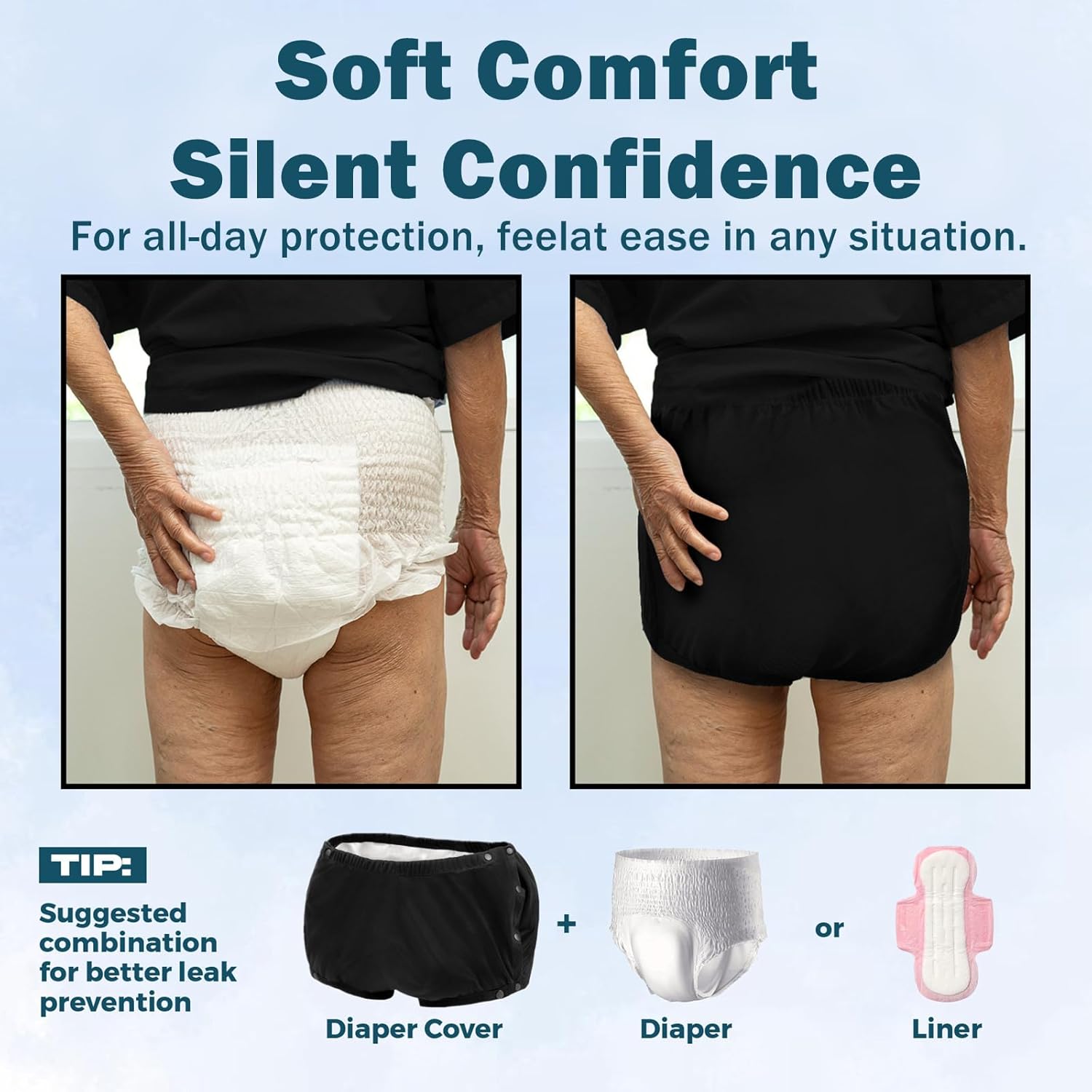 Adult Diaper Covers Waterproof, Reusable Plastic Rubber Pants for Incontinence, Leak Proof Protective Underwear Adjustable (XL) - Image 4