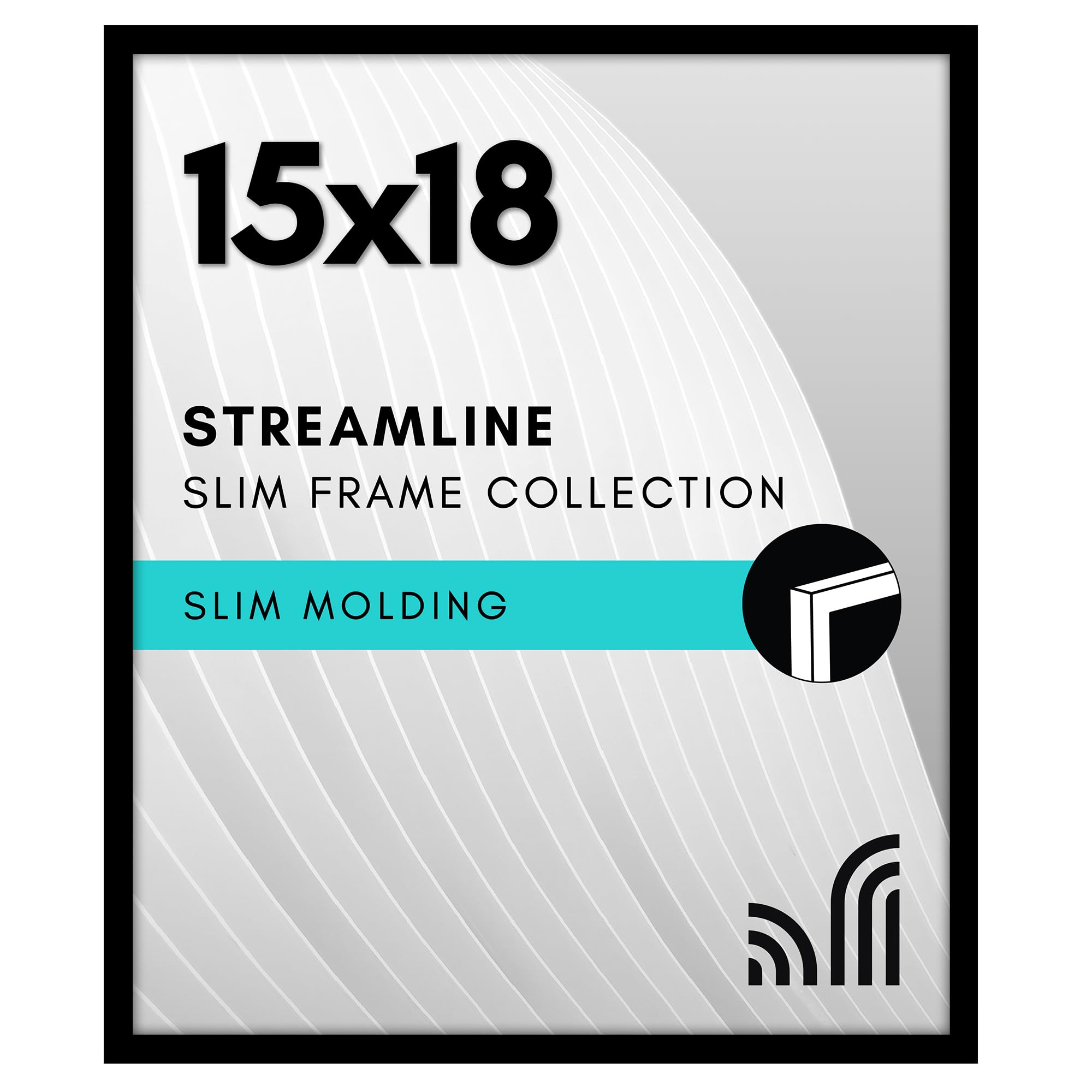Americanflat 15x18 Picture Frame with Polished Plexiglass - Streamline Collection - Thin Border Picture Frame for Wall Display - Hanging Hardware Included - Black — image 1