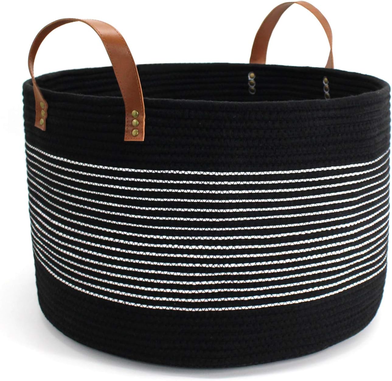 Extra Large XXXL Rope Woven Baskets for Storage with Handles, 20"x 13.3" Laundry Basket for Blankets Toys, Decorative Floor Basket, Woven Baby Laundry Basket Living Room Grey Basket