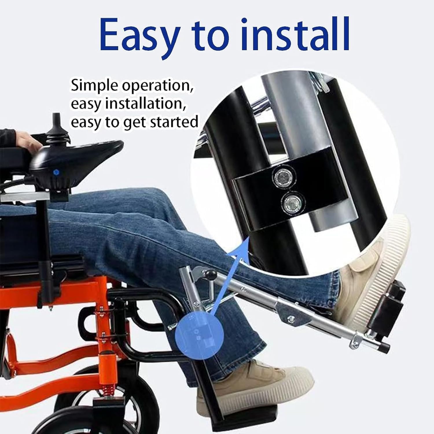 Reposapiés ajustable para silla de ruedas, universal, capacidad de carga: 100 kg, fácil de limpiar, ángulo ajustable/90° – 180°, placa acolchada para pies apto para personas mayores (izquierda)