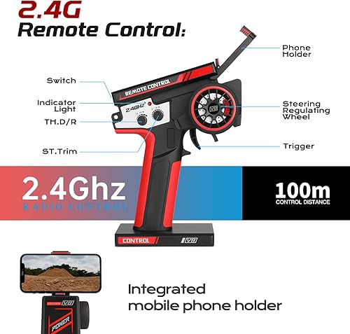 Miniatura 4 de CKYSCHN WLtoys 124016 (V2) - Autos de control remoto rápidos de 46.6 mih sin escobillas, auto de control remoto rápido a escala 112 4 x 4, auto de