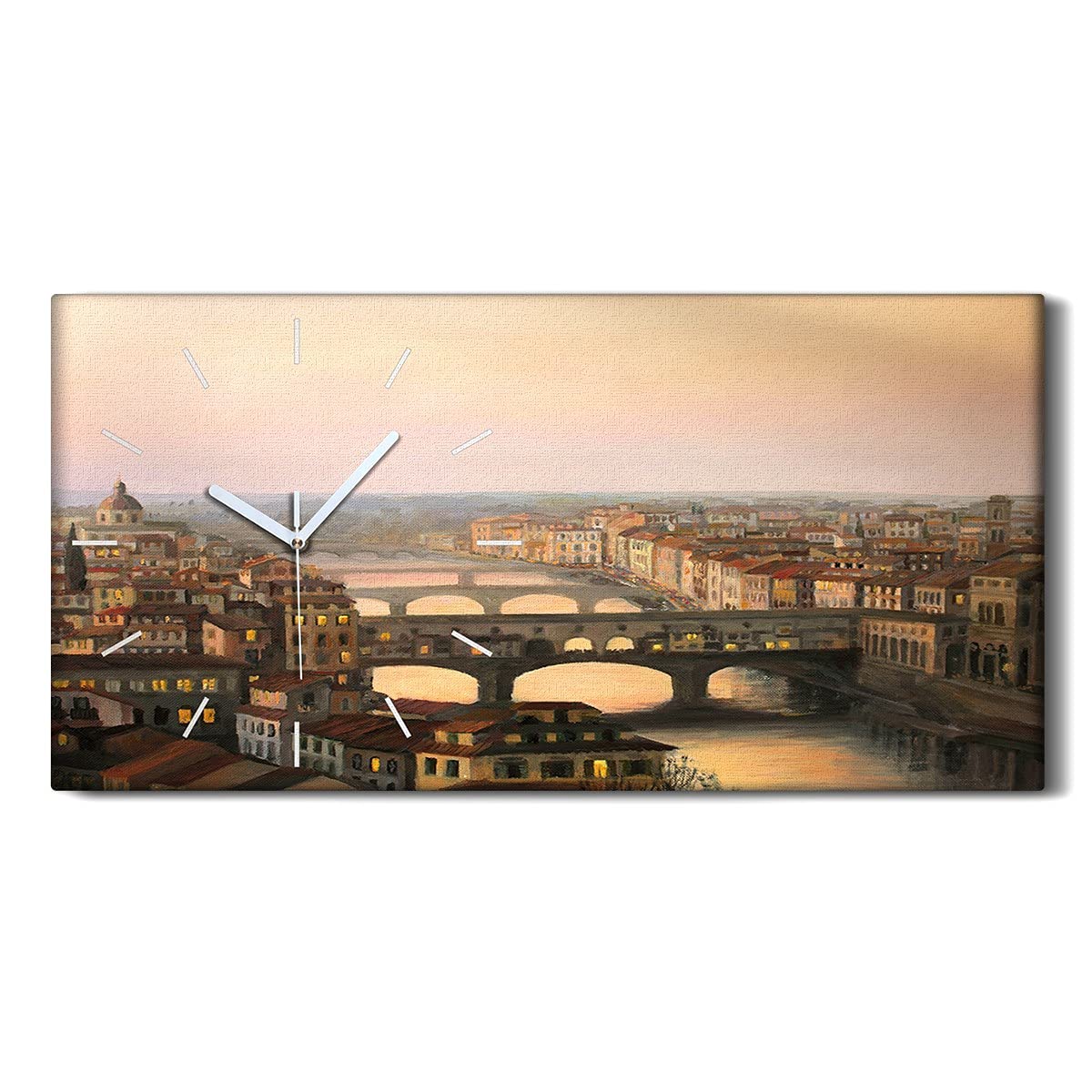 Horloge sur Toile 60x30cm Italie City Water avec Mécanisme Silencieux Ne Pas Tic Tac