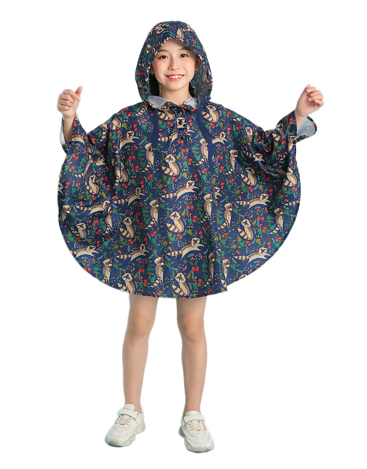 Freesmily Kids Cute Raincoat Waterproof Rain Poncho Jacket Coat for Girls Boys