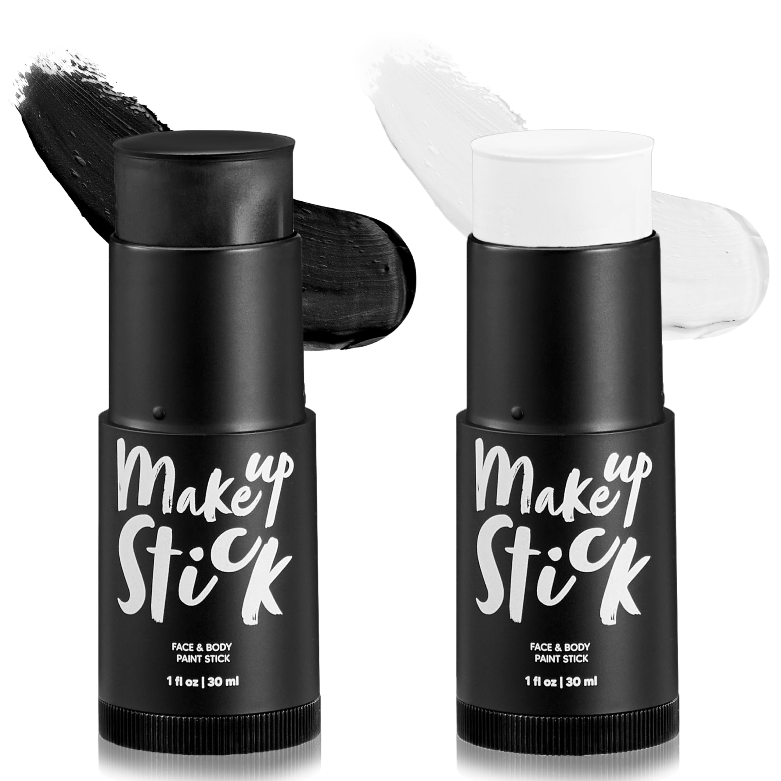 Spooktacular Creations 2 PCS Halloween Makeup Face Body Paint Kit Foundation Clown Makeup Eye Black Sticks Waterproof Foundation Stick Set for Adult Skeleton Dress Up (Black White)