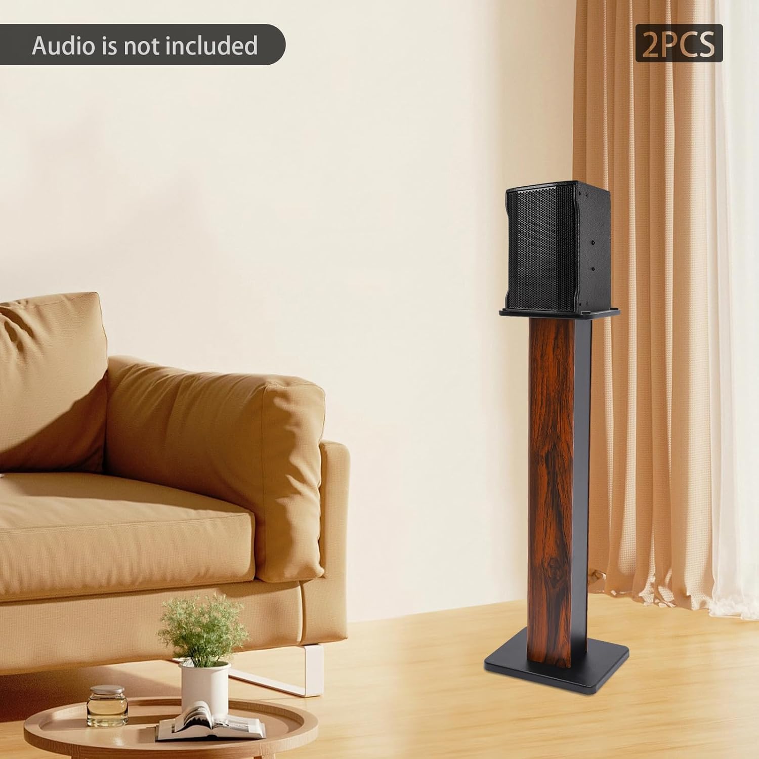 34 inch Speaker Stands, Freestanding Speaker Stand Pair with Anti-Slip Pads, Bookshelf Speaker Stand for Home Theater Studio Audio Game Rroom, Sand-Fillable Design
