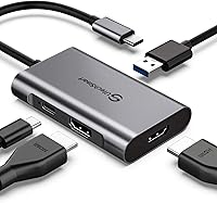 Vista 1 de UtechSmart Adaptador HDMI a USB C, concentrador USB C 4 en 1, adaptador HDMI dual con adaptador 4K, USB C a USB para MacBook Pro Air, Dell, HP