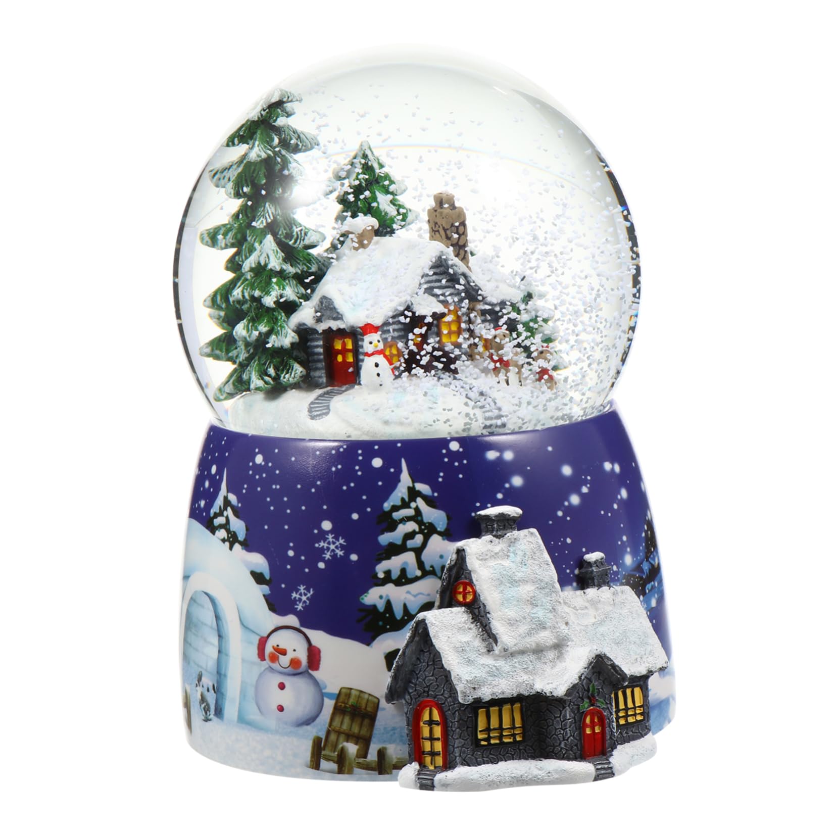 Bola de nieve de Navidad con música de Papá Noel, adorno luminoso de vidrio para mesa navideña