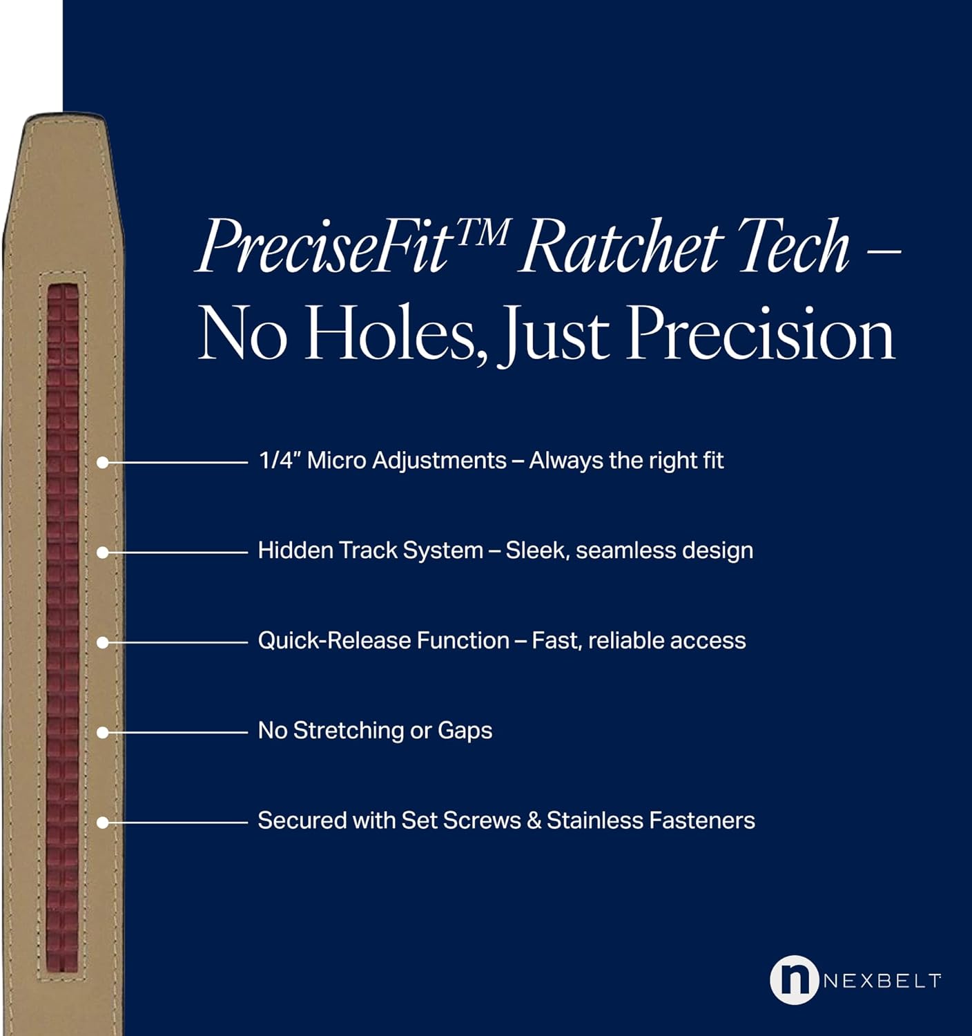 Nexbelt Rogue EDC Tactical Leather Belt – 1.5" Strap, Nylon Backing, Distressed Nickel Buckle – Discreet Stylish CCW Belt - Image 4