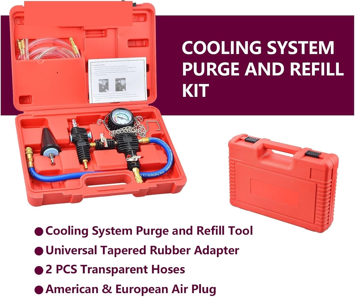 Universal Auto Coolant Vacuum Kit Cooling System Radiator Set Refill Tool Test