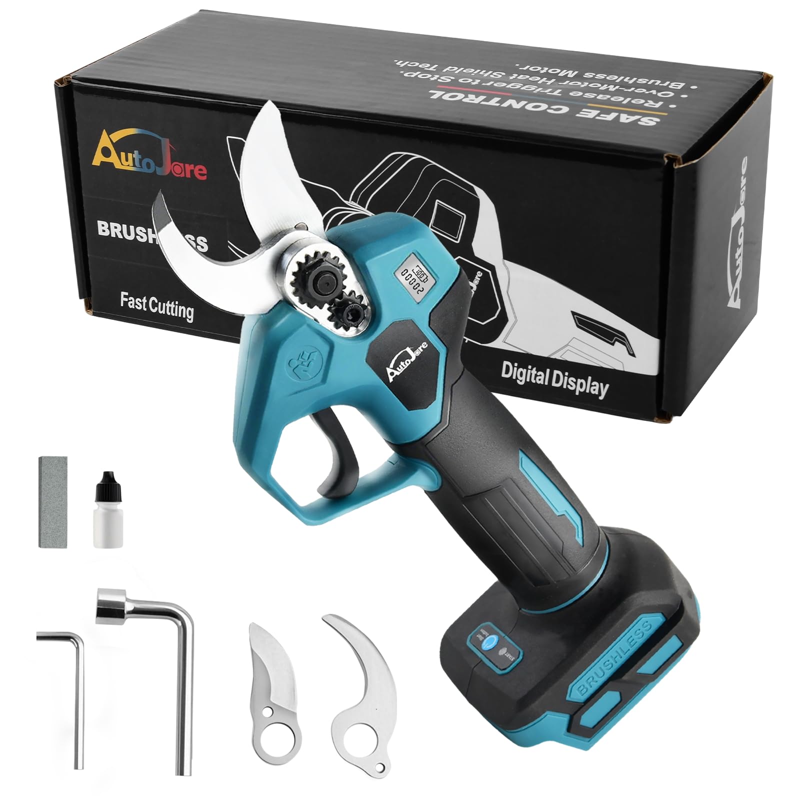 Akku Astschere kompatibel mit Makita 18V Akku Bürstenlose Elektrische Astschere mit 2 Gängen LCD Display Akku Baumschere für Rebschnitt Zweige, Stämme, Büsche (Ohne Akku) | Bürstenlose Elektrische Astschere, mit 2 Gängen, LCD Display, für Rebschnitt Zweig