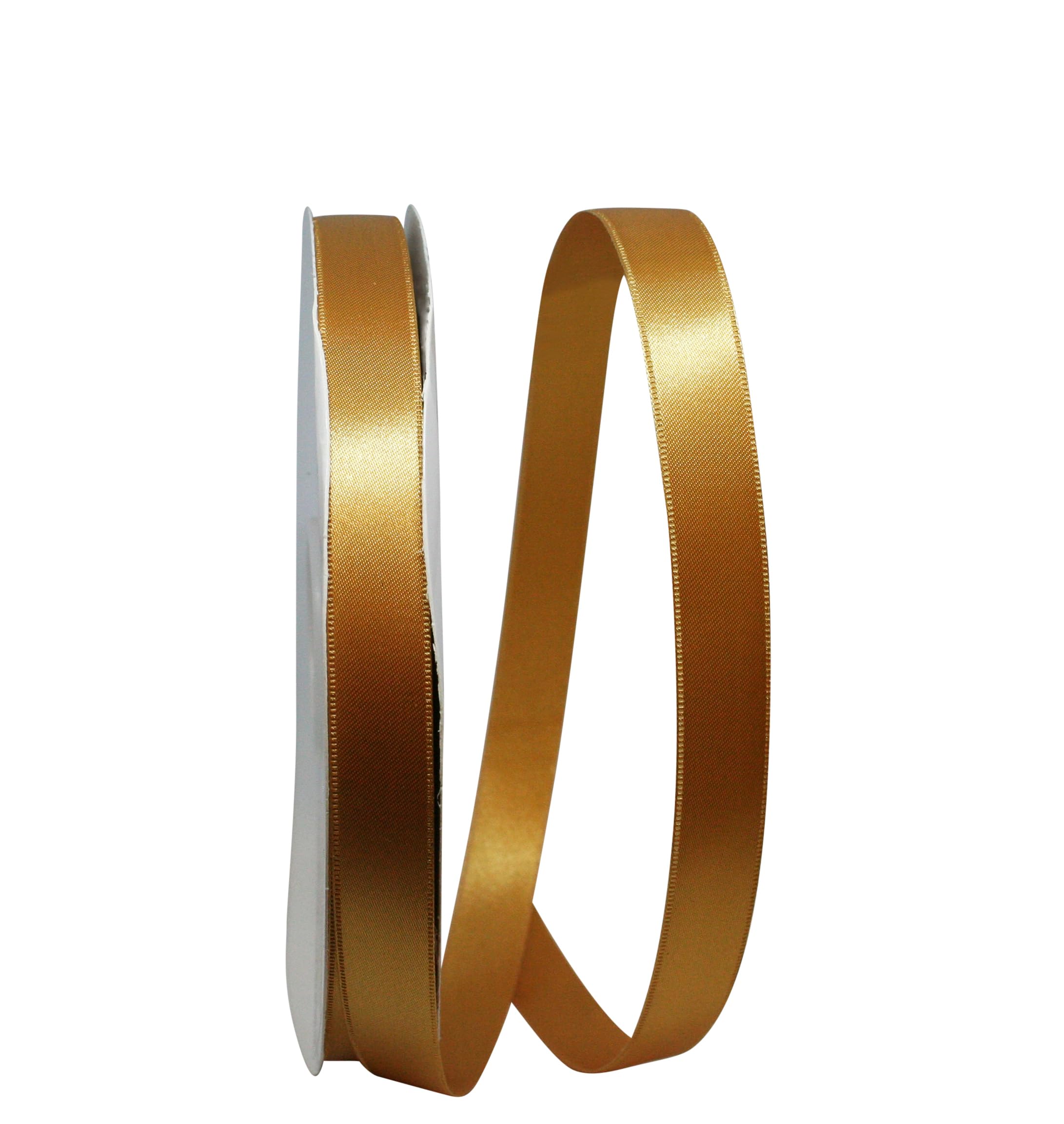 Reliant Ribbon - Cinta de raso doble cara de doble cara Dfs, 5/8 pulgadas x 100 yardas, oro viejo