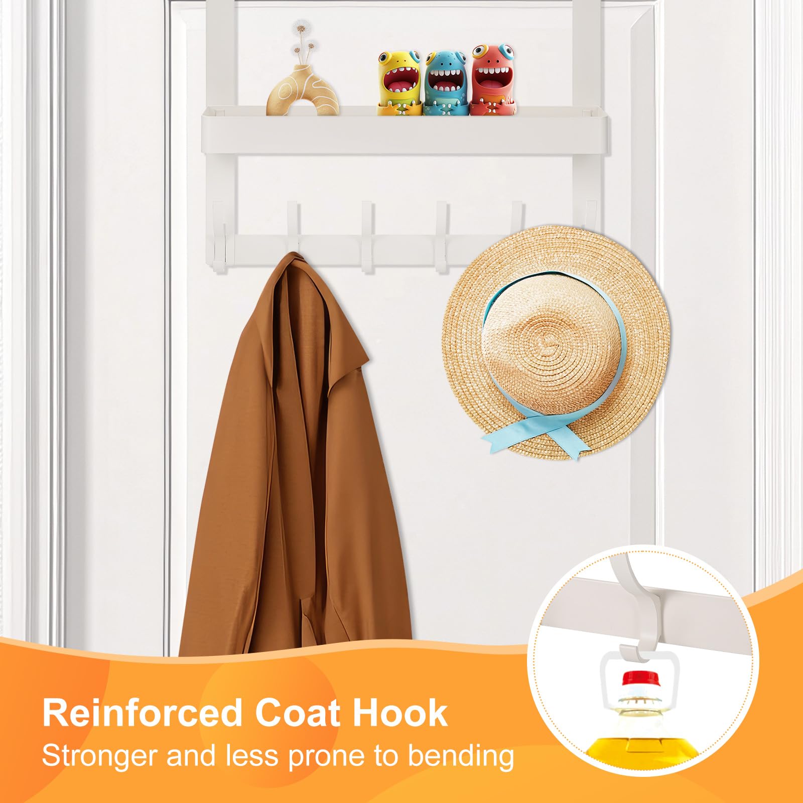 Kssvzz Over Door Hook, Over The Door Hanger with Baskets and 6 Coat Hooks - Image 4