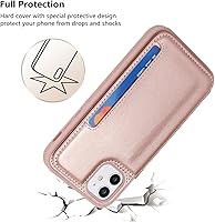 Vista 8 de iCoverCase Funda compatible con iPhone 11 con soporte para tarjetas, funda protectora de piel sintética para mujeres y hombres, bloqueo RFID, funda