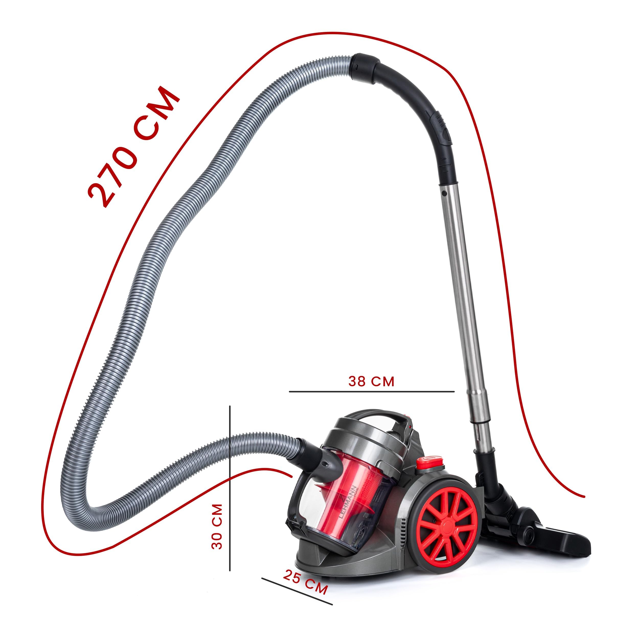 Lehmann Tinosa Aspirateur sans Sac Cyclonique, Aspirateur Puissant avec Une Grande Puissance d'aspiration, HEPA Filtre, Compact et Léger, Réservoir à Poussière 1,8 L