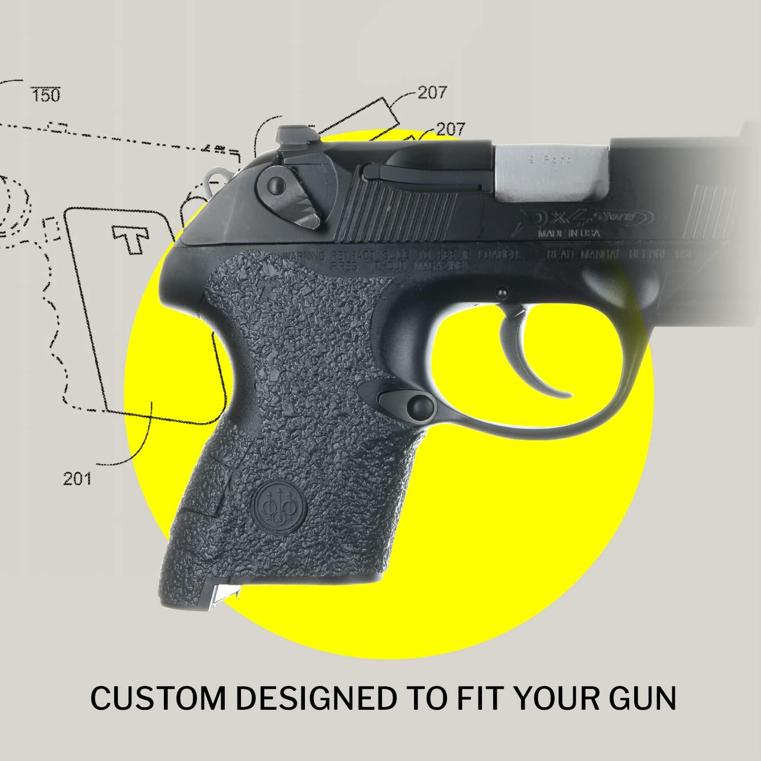 TALON Grips Adhesive Grip – Compatible with Beretta PX4 Storm Subcompact – Made in The USA – Rubber Black