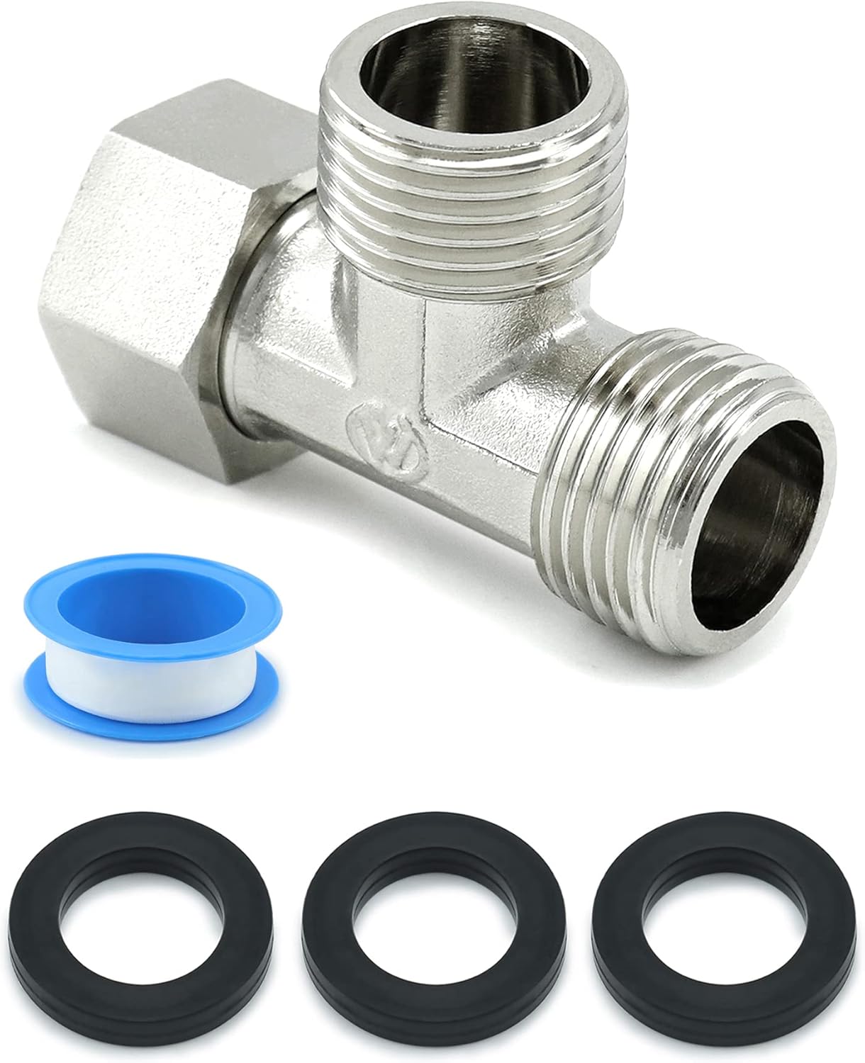 QWORK® G1/2 Diverter Valve, Solid Copper 3 Way Adapter Shower Tee