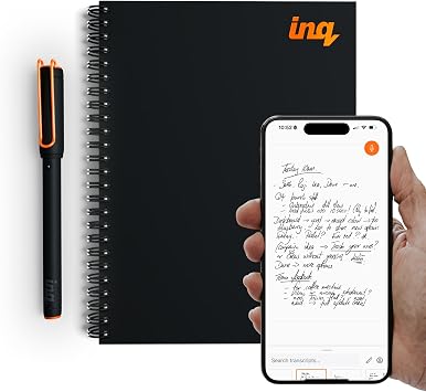 inq Smart Writing Set Converts Handwriting to Text Real Ink on Real Paper - AI Note Taking, Voice Recording and Transcription, For iPhone and Android - Smart Pen & Notebook (A5, Journal Size)