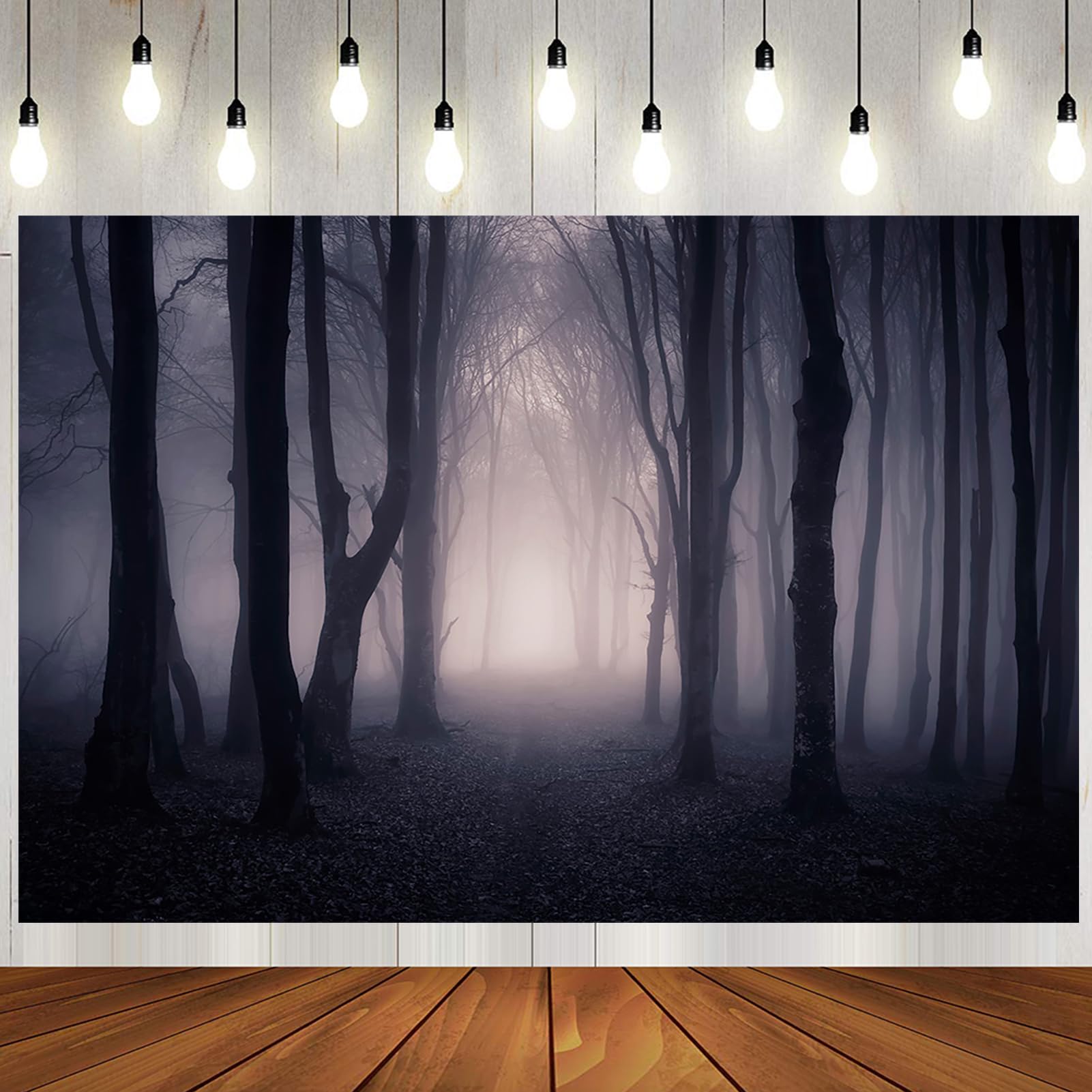 Fotowand Halloween BELECO 3.5x2.5m Stoff-Hintergrund Mit Dunklem,nebligem  Wald,Halloween,gruseliger Wald-Hintergrund Für Fotografie,magischer  Hain,Vampir,böse Halloween Fotowand, image size:1601x1601
