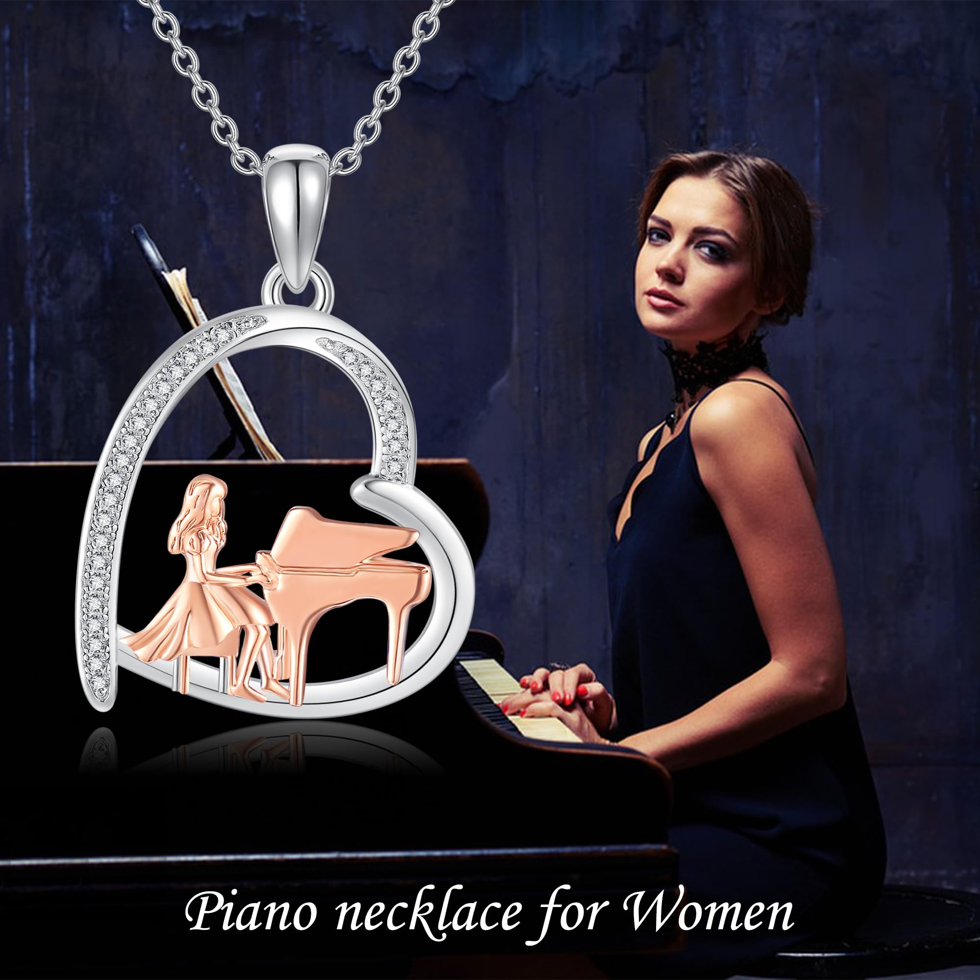 YAFEINI Collar de cruz con nota musical, violonchelo, guitarra para mujer, plata de ley, joyería de conformación, regalos para mujer, 21 mm x 23 mm, Plata esterlina, Sin piedra preciosa