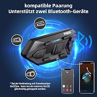 WAYXIN R6S Motoros Headset - 1200m Hatótávolságú Bluetooth Kommunikációs Rendszer 6 Motoros Összekapcsolásával, Vízálló, Kihangosító, Zajszű 7
