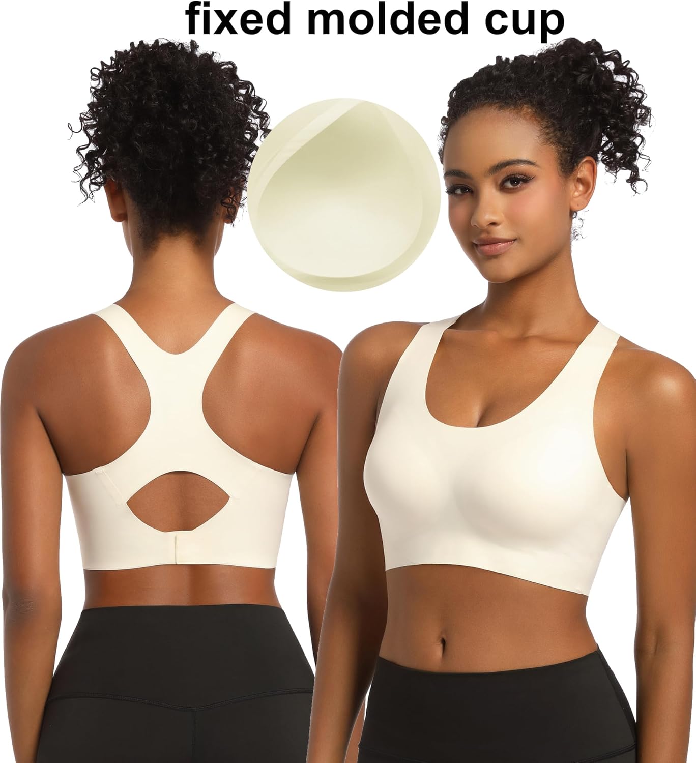 PRETTYWELL Racerback Sports Bras Non Removable Padded, Wirefree Seamless Comfort Sports Bra for Women,Molded Cup Everyday Bra - Image 3