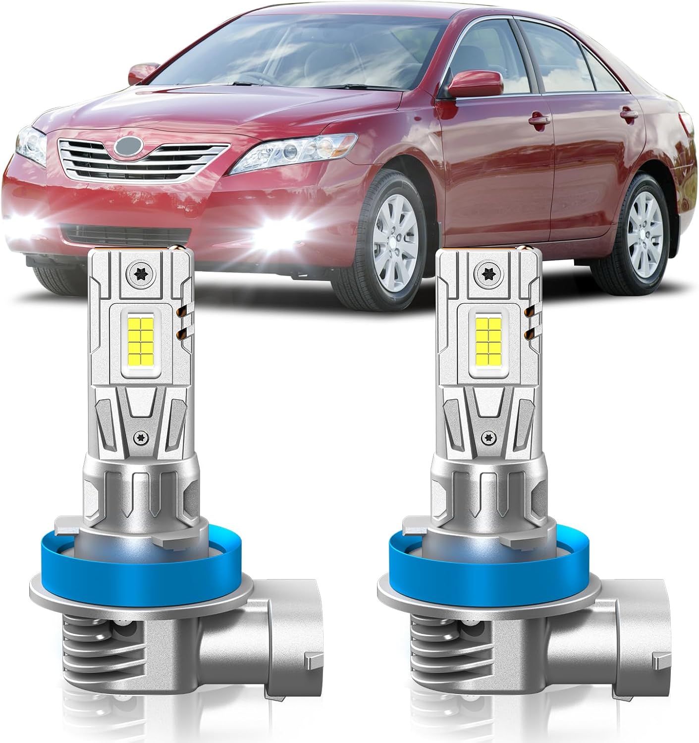 Fit for Toyota Camry 2007-2014 Fog Light Bulbs or DRL, 6000K Cool White 700% Brightness, Real 1:1 Size Plug and Play, Pack of 2