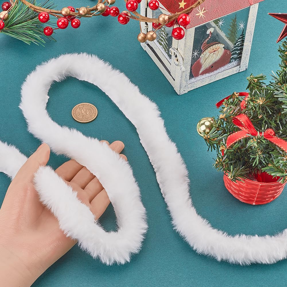 GORGECRAFT 16ft Christmas Faux Fur Ribbon Trim 3cm White Fluffy Faux Fur Strips Artificial Rabbit Fur Crafts Sewing Trimmings Furry Ribbon for Costume Accessories Christmas Tree Winding Garlands - Image 3