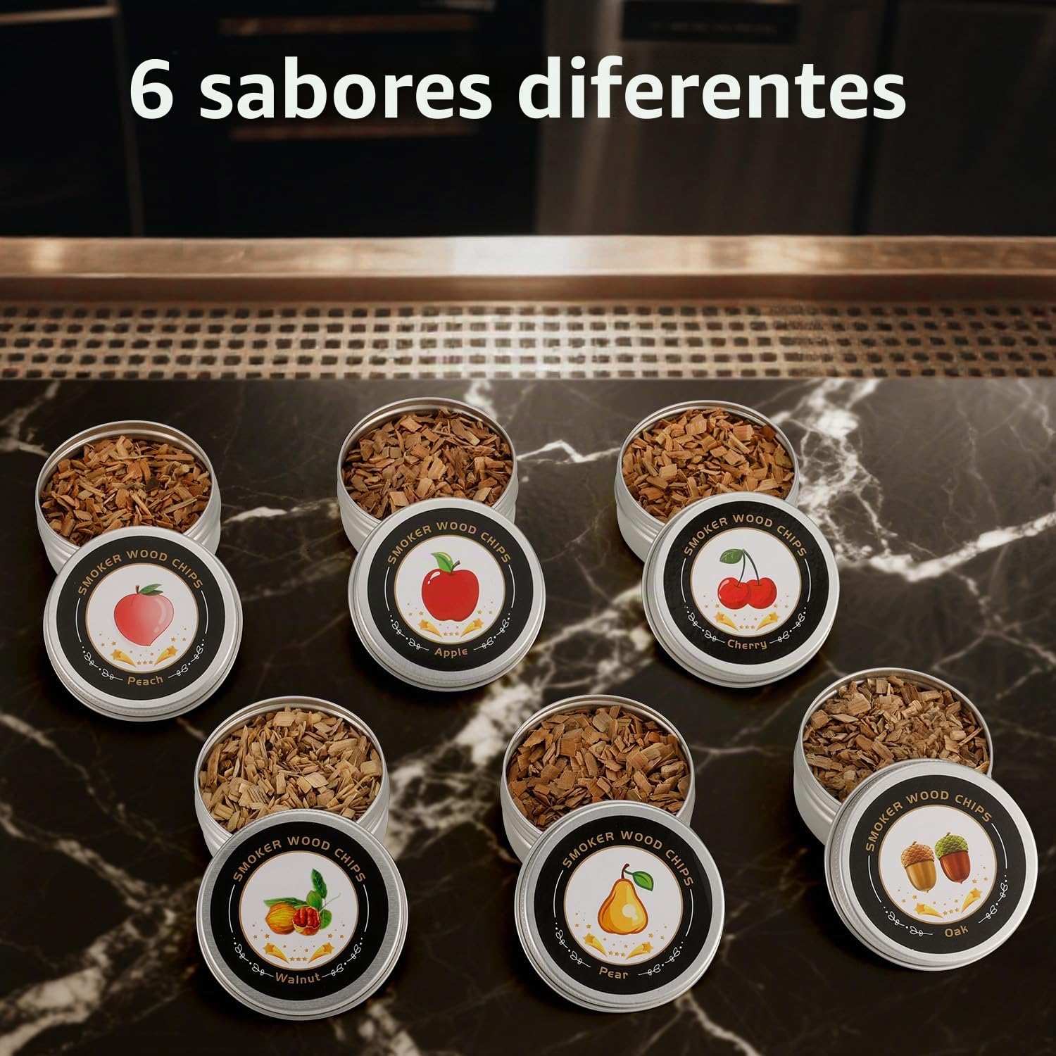 Kit de ahumador de cóctel con antorcha, 6 sabores, chips de madera, 2 vasos, 2 moldes de bolas de hielo, kit de infusor de ahumador de whisky, kit de ahumador de bebidas antiguas, regalos de whisky
