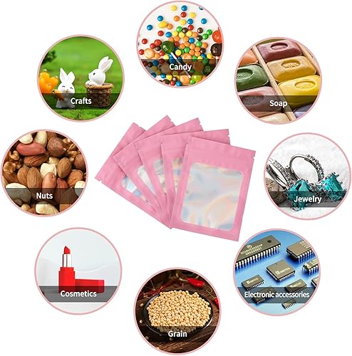 Miniatura 7 de joycraft 100 bolsas de tereftalato de polietileno, bolsas de embalaje holográficas, bolsas resellables a prueba de olores, bolsa de joyería para