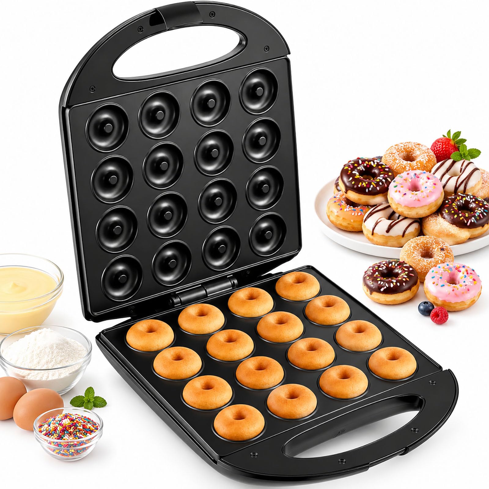 Machine à mini beignets 16 trous, 1400 W, diamètre 4,5 cm
