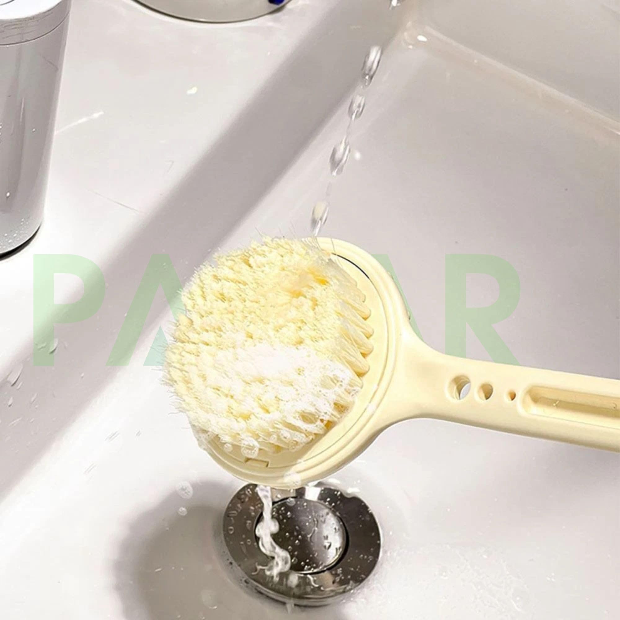 PADAR Dry Back Scrubber for Bath – with Curved Plastic Long Handle Clear Shower Brush Dry Skin Hygienic Exfoliating Cellulite Bath & Shower Brush – Gentle Body Wash Brush & Massage Scrubber for Men & Women (Doughnut Bath Brush) - Image 5 thumbnail