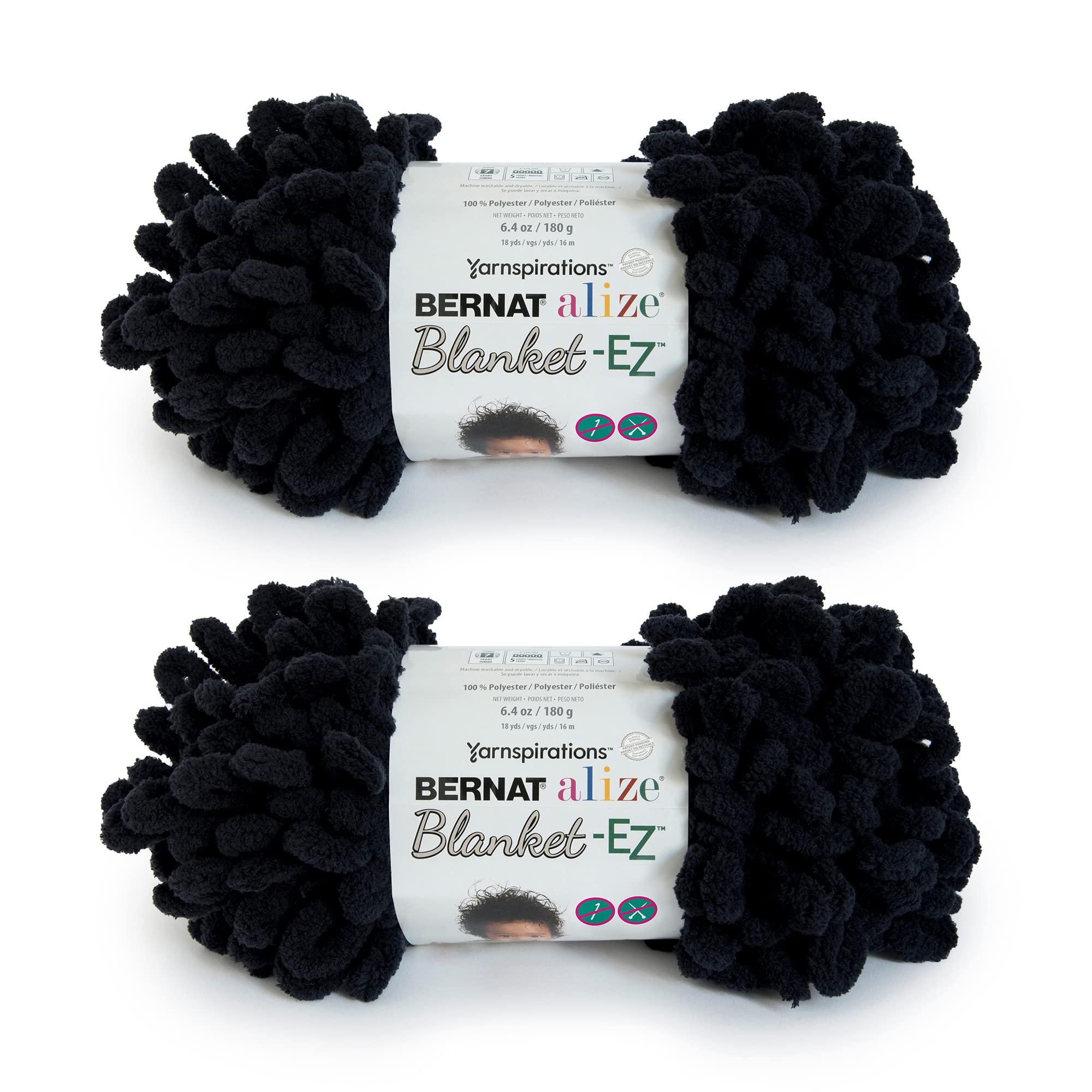 Bernat Alize Blanket Yarn, 2 Pack, Black 2