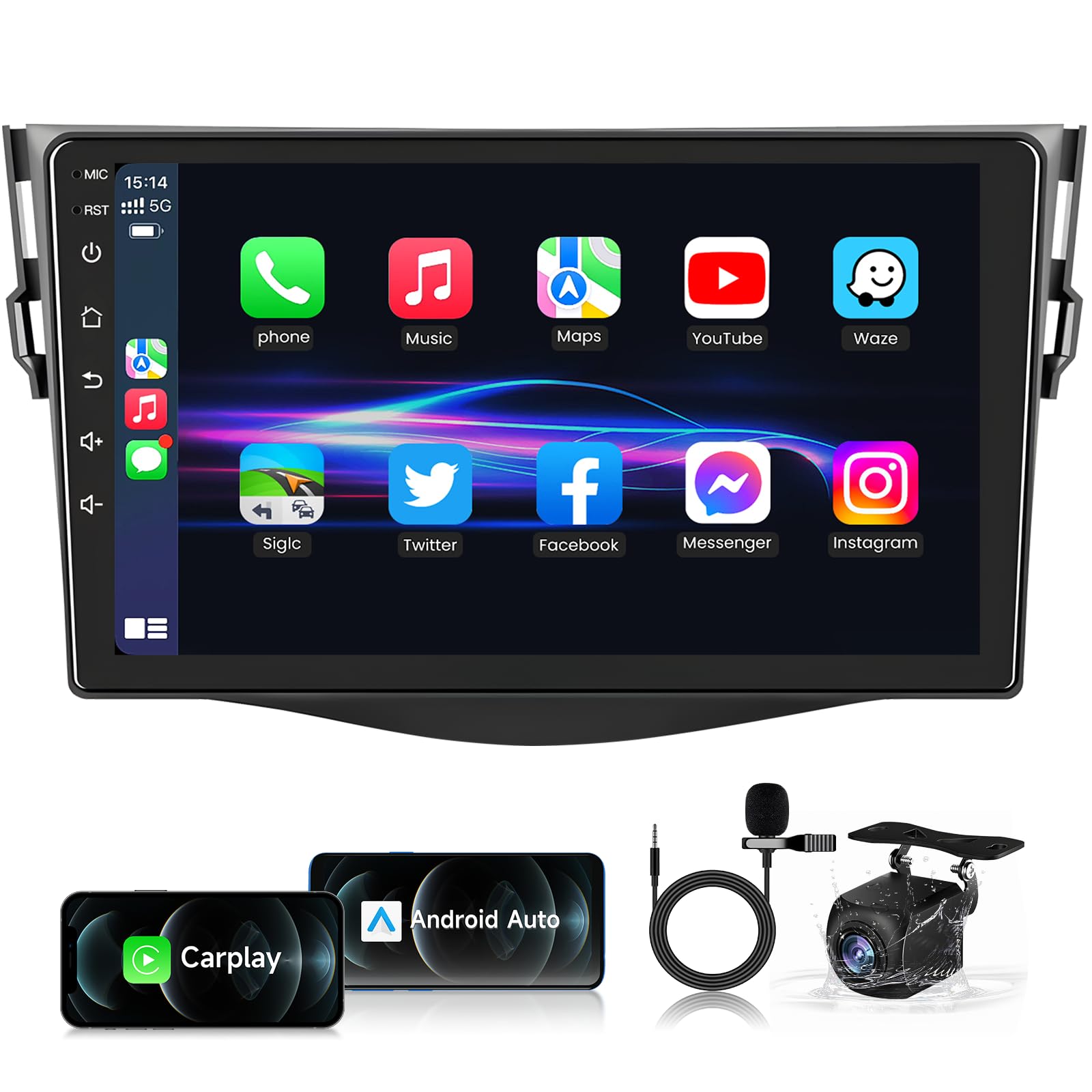 Autoradio Android 2G+64G 9 Pollici Per Toyota RAV4 2007-2012, Con Wireless Carplay, GPS, WiFi, Telecamera Posteriore - 6